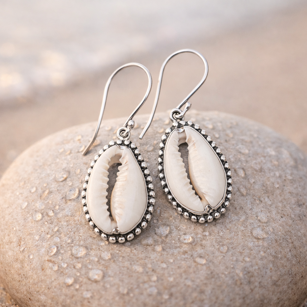 Cowrie Shell Earrings | 925 Sterling Silver