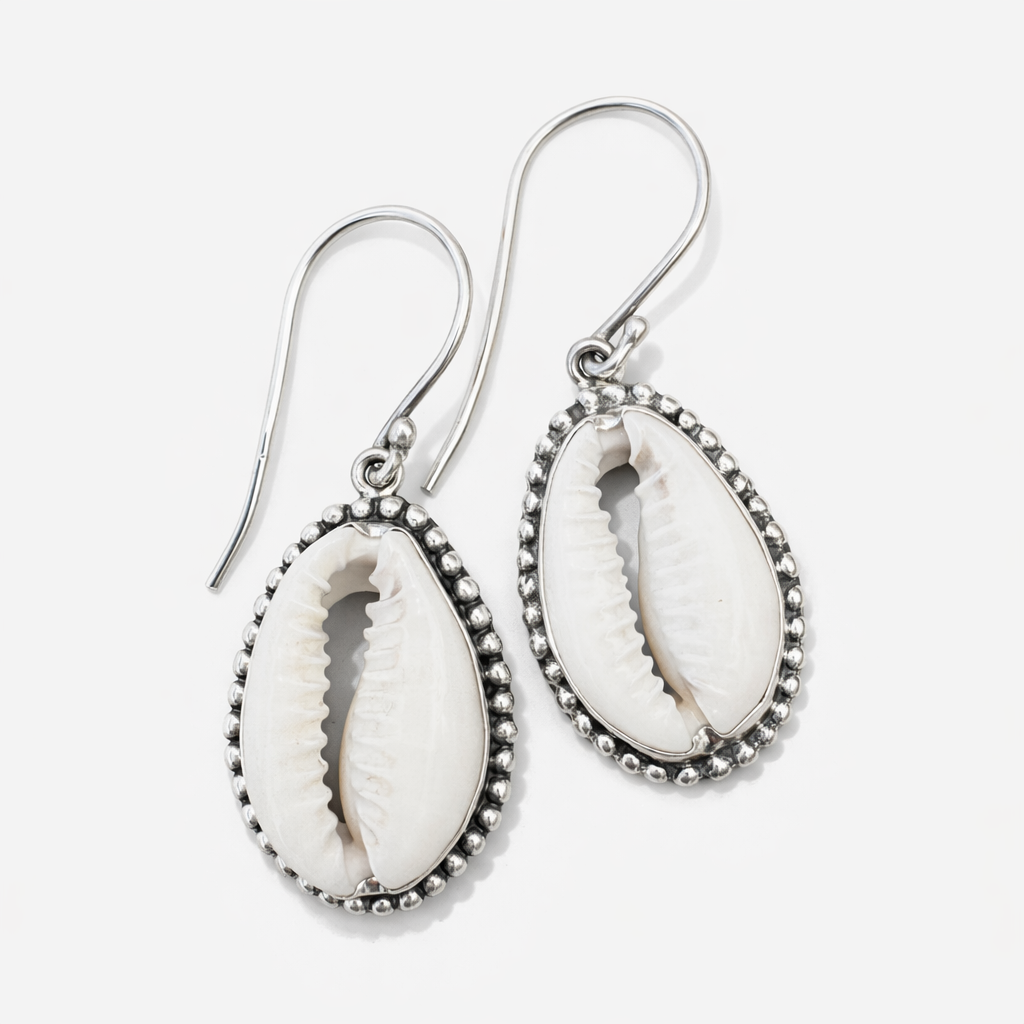 Cowrie Shell Earrings | 925 Sterling Silver