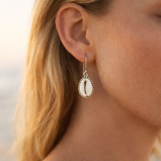 Cowrie Shell Earrings | 925 Sterling Silver