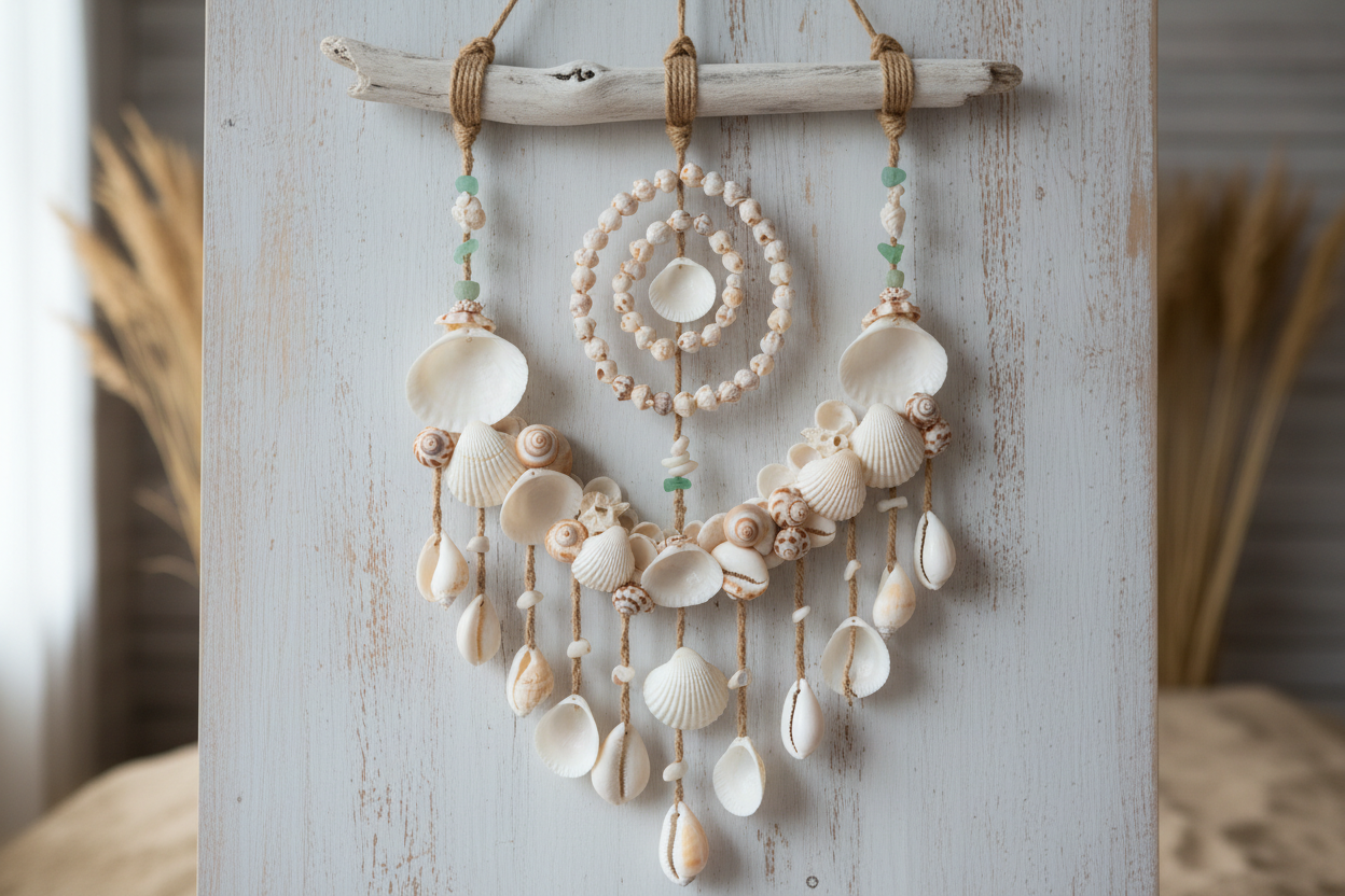 wall hanging made out of shells